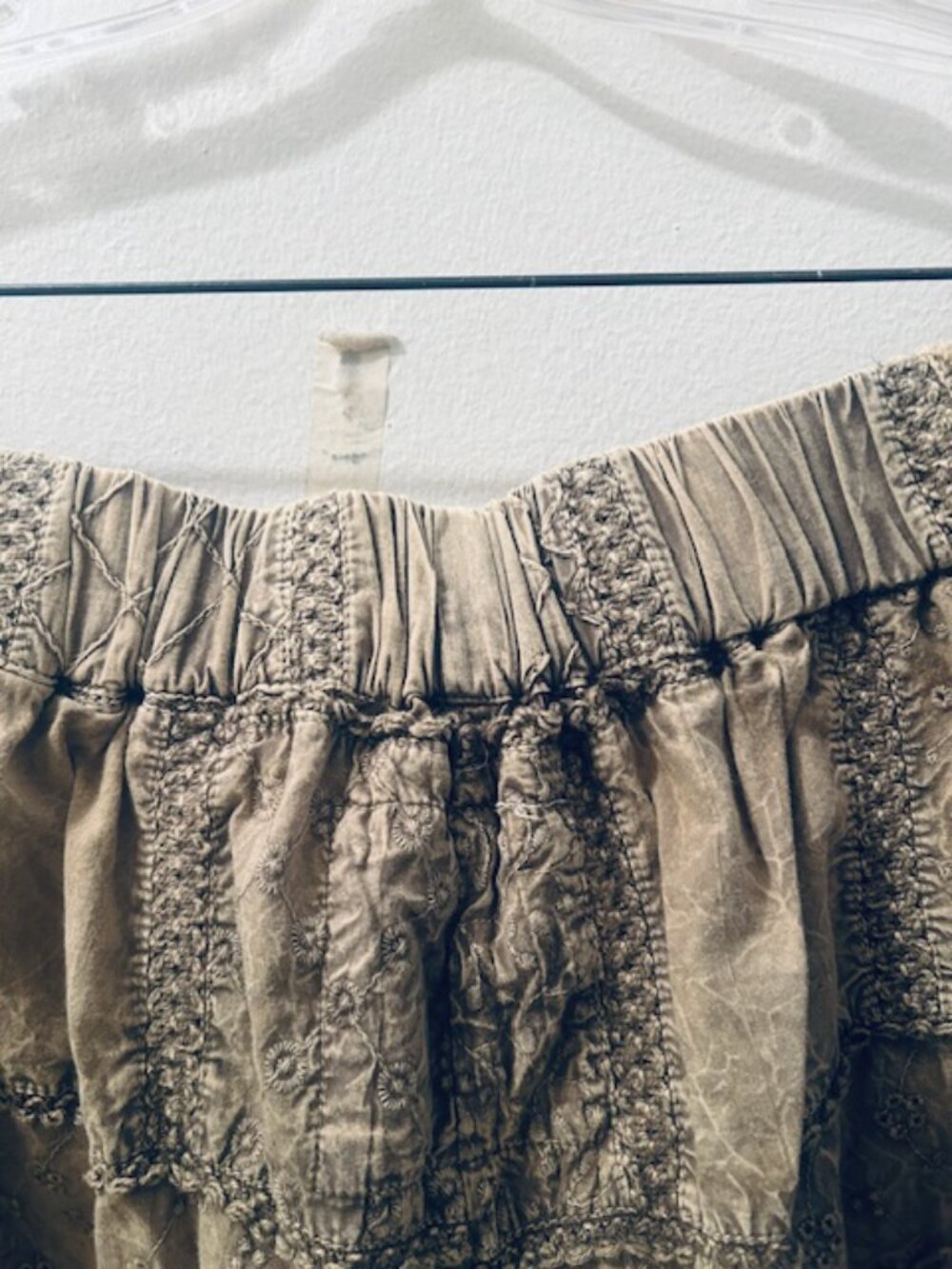 1397 A Rare Bird Chambray Tiered Roses & Striped Tie Waist One Size Pants NWT - Picture 11 of 16